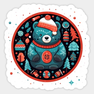 Grizzly Bear in Ornmament , Love Bears Sticker